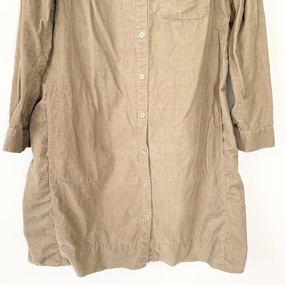 J. Jill corduroy green-brown long sleeve button front collared knee length dress - Picture 4 of 10